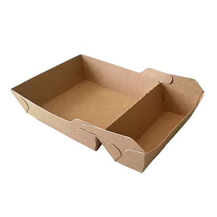 Two Compartment Kraft Paper Boat Food Tray