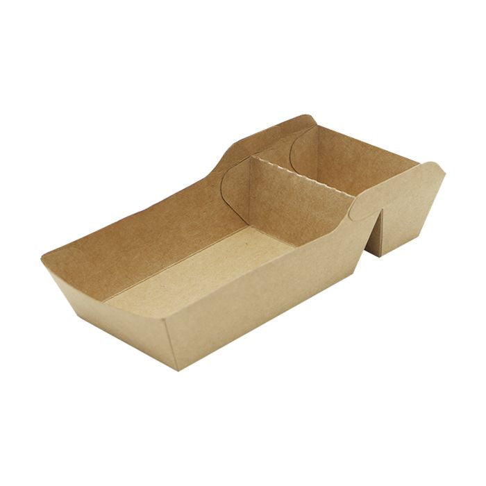 Two Compartment Kraft Paper Boat Food Tray