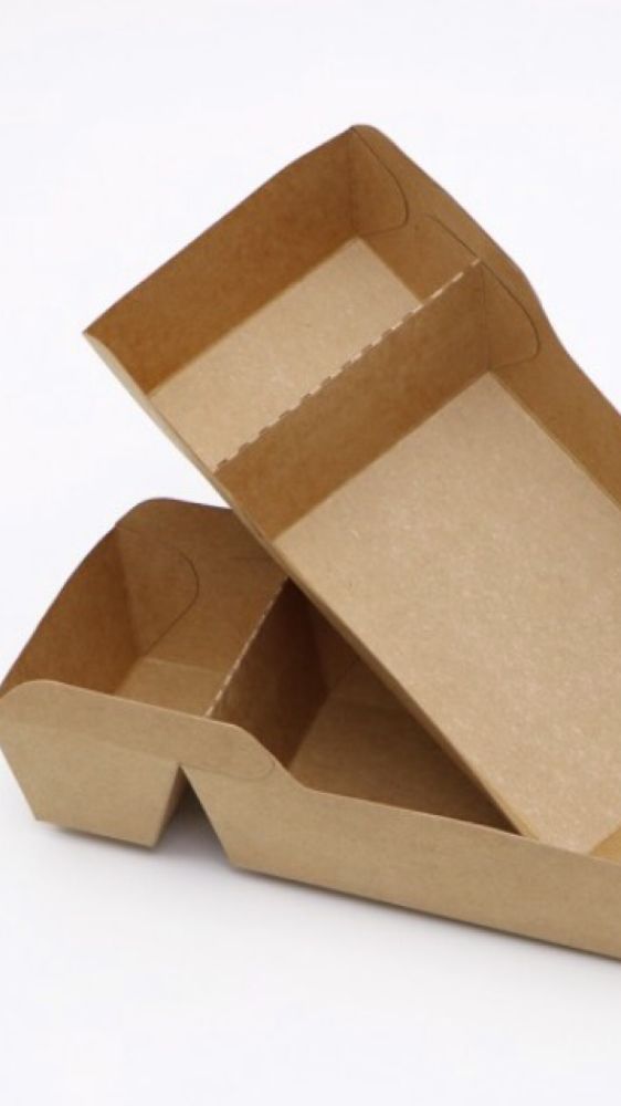 Two Compartment Kraft Paper Boat Food Tray
