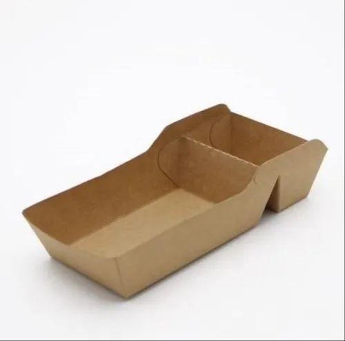 Two Compartment Kraft Paper Boat Food Tray
