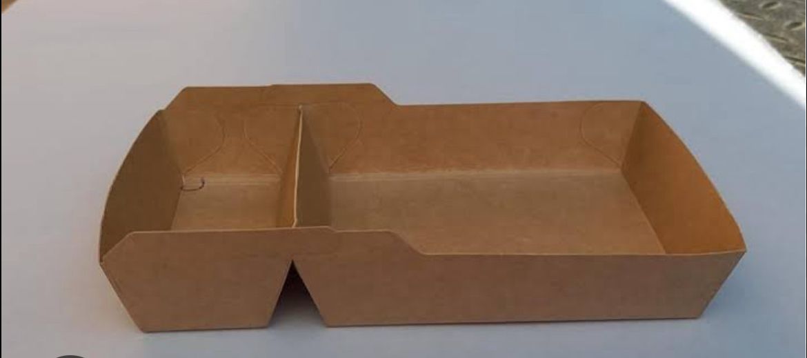 Two Compartment Kraft Paper Boat Food Tray