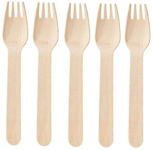 Wooden Areca Leaf Fork I Biodegradable Disposable Fork for Food I Compostable, Leak Proof, Ecofriendly I for Home Use, Party, Weddings Events