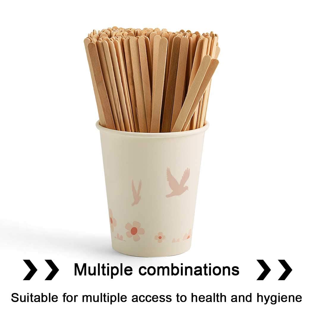 Coffee Stirrer Sticks | Tea Stirrer | Beverage Stirrer | Disposable Birchwood | Craft Stick with Round end | Large Size 5.5 Inch/ 14cm, [500 Pcs]