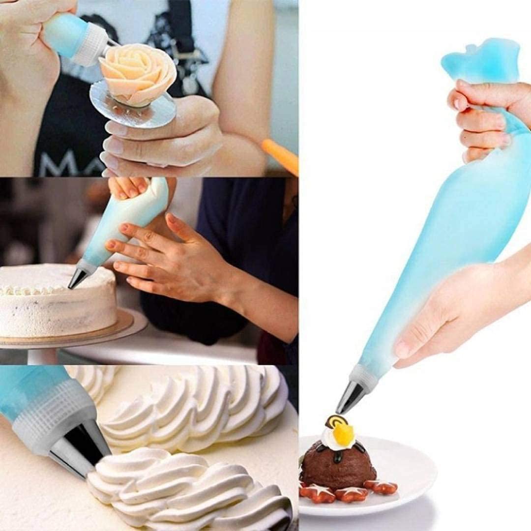 Cake Decorating Set Frosting Icing Piping Bag Tips with 5 Steel Nozzles Reusable