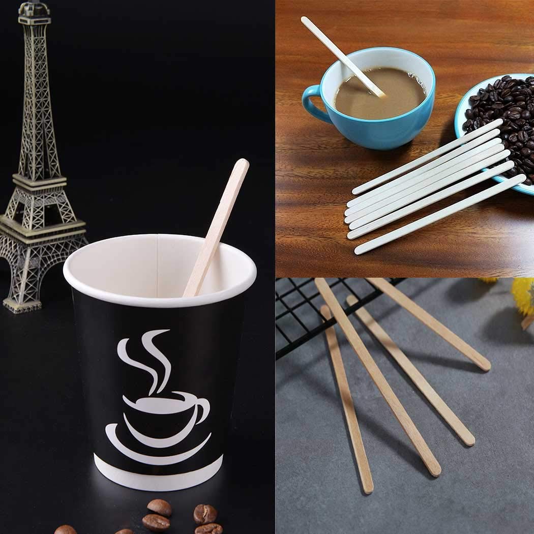 Coffee Stirrer Sticks | Tea Stirrer | Beverage Stirrer | Disposable Birchwood | Craft Stick with Round end | Large Size 5.5 Inch/ 14cm, [500 Pcs]