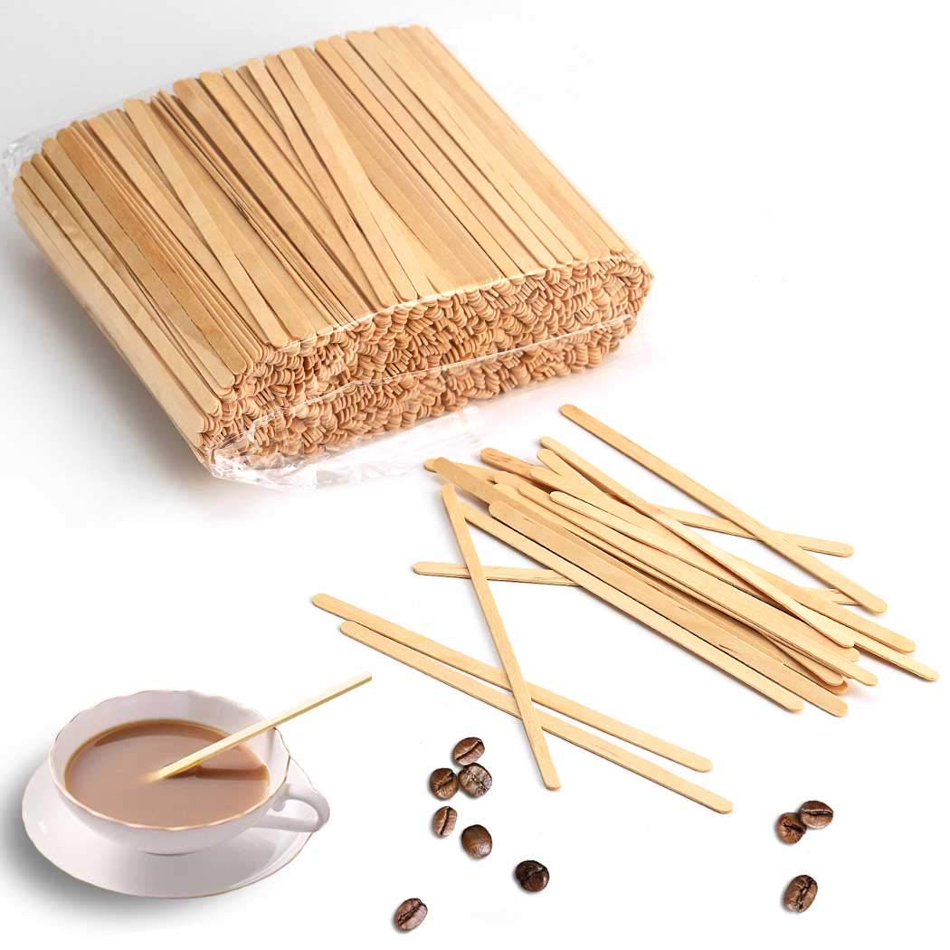 Coffee Stirrer Sticks | Tea Stirrer | Beverage Stirrer | Disposable Birchwood | Craft Stick with Round end | Large Size 5.5 Inch/ 14cm, [500 Pcs]