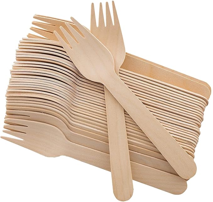 Wooden Areca Leaf Fork I Biodegradable Disposable Fork for Food I Compostable, Leak Proof, Ecofriendly I for Home Use, Party, Weddings Events