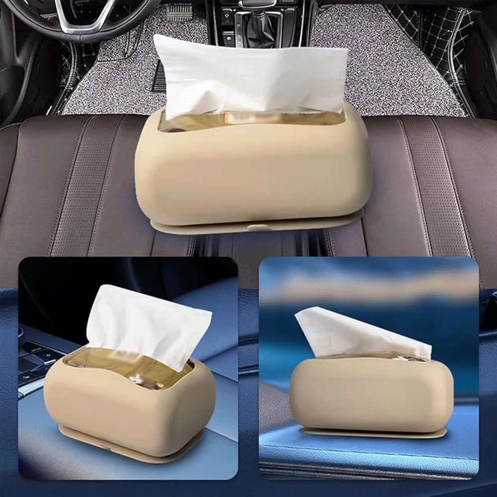 Silicone Tissue Holder, Suction Cup, Silicone Suction Cup Rectangle Tissue Box, Reusable Portable Tissue Dispenser for Home, Bathroom, Office, Car