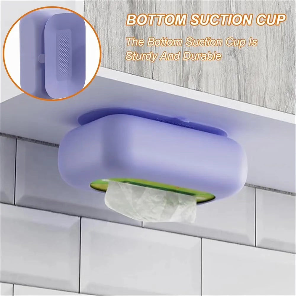 Silicone Tissue Holder, Suction Cup, Silicone Suction Cup Rectangle Tissue Box, Reusable Portable Tissue Dispenser for Home, Bathroom, Office, Car