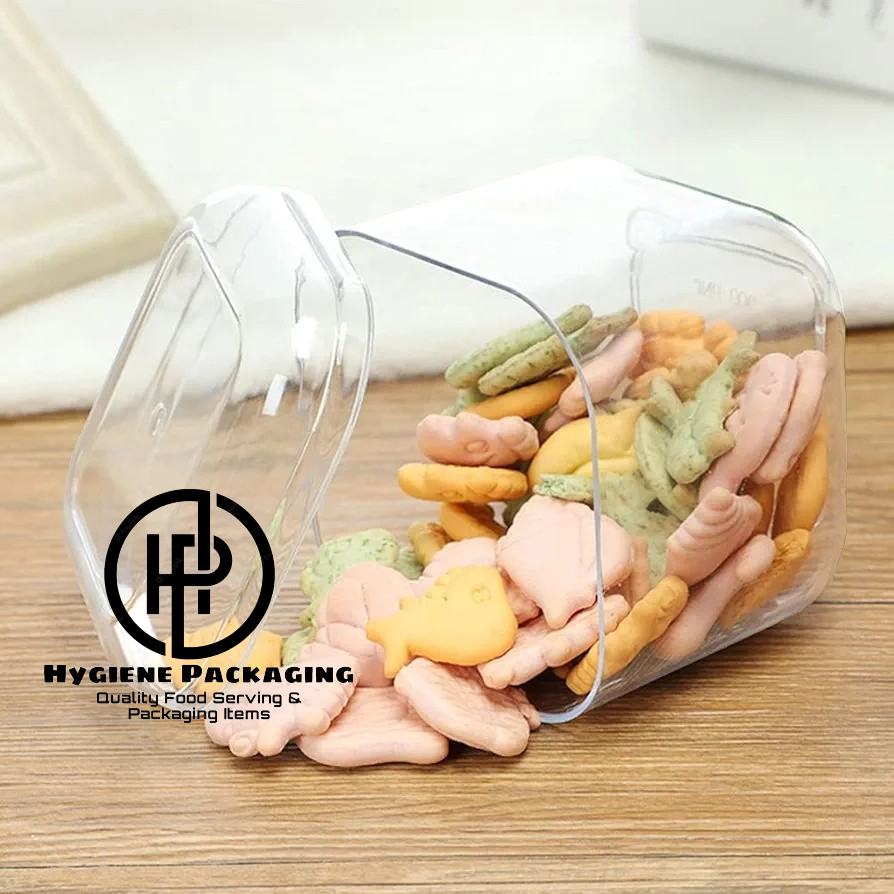 Cube Shape Dessert Tub Cookie Jar Square Pantry Chips Candy Jar Clear Airtight Cookie Storage Boxes for Home