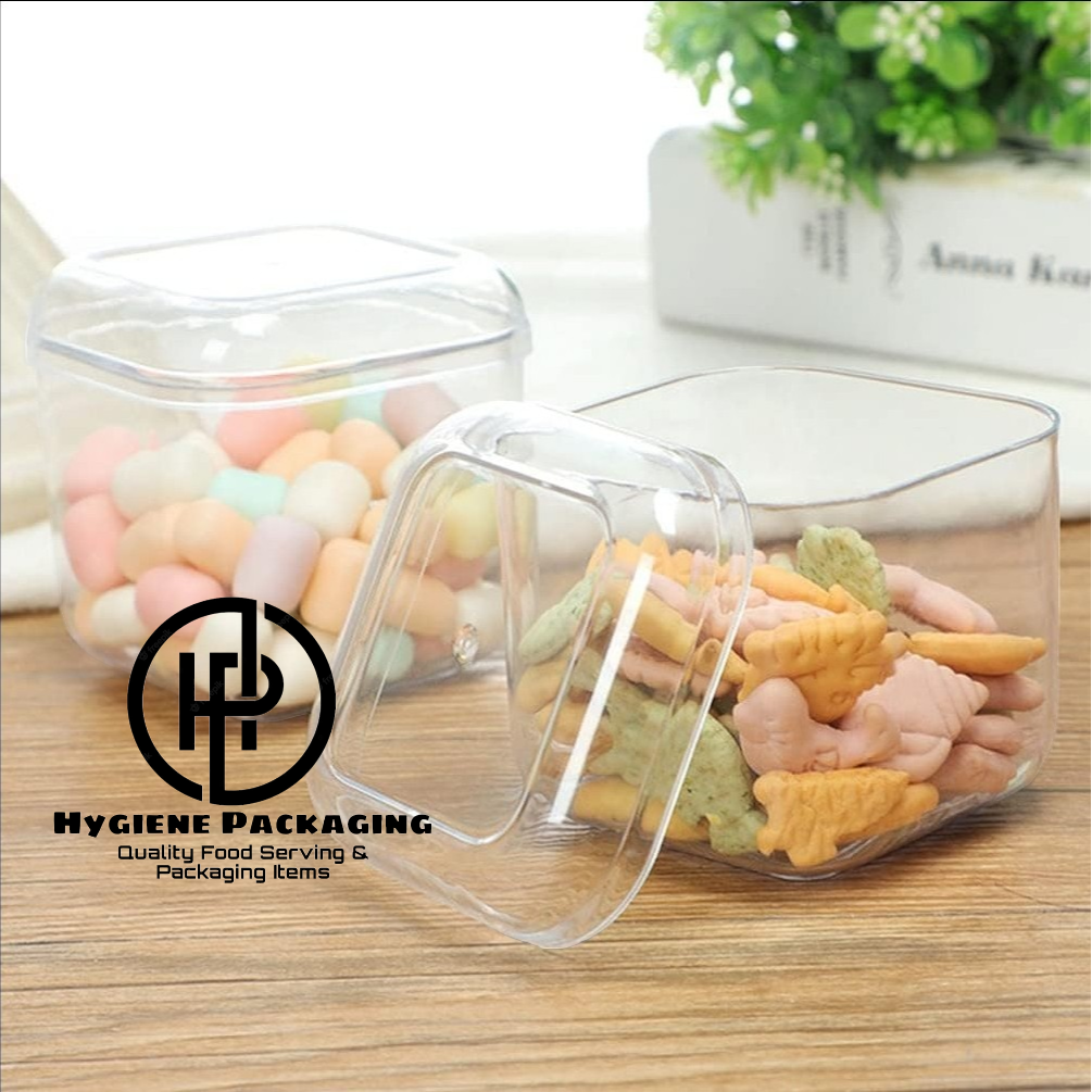 Cube Shape Dessert Tub Cookie Jar Square Pantry Chips Candy Jar Clear Airtight Cookie Storage Boxes for Home