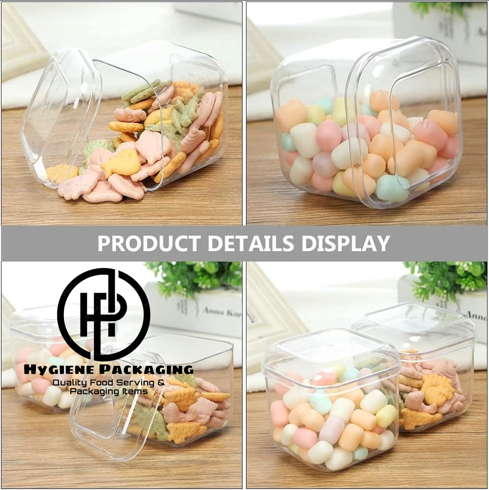 Cube Shape Dessert Tub Cookie Jar Square Pantry Chips Candy Jar Clear Airtight Cookie Storage Boxes for Home