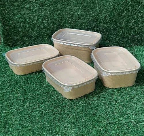 Kraft Brown Takeaway Paper Bowls with Lids | Reusable Stackable Food Storage Soup Salad Containers Deli Tubs Lid Heavy Duty | Recyclable Meal Box